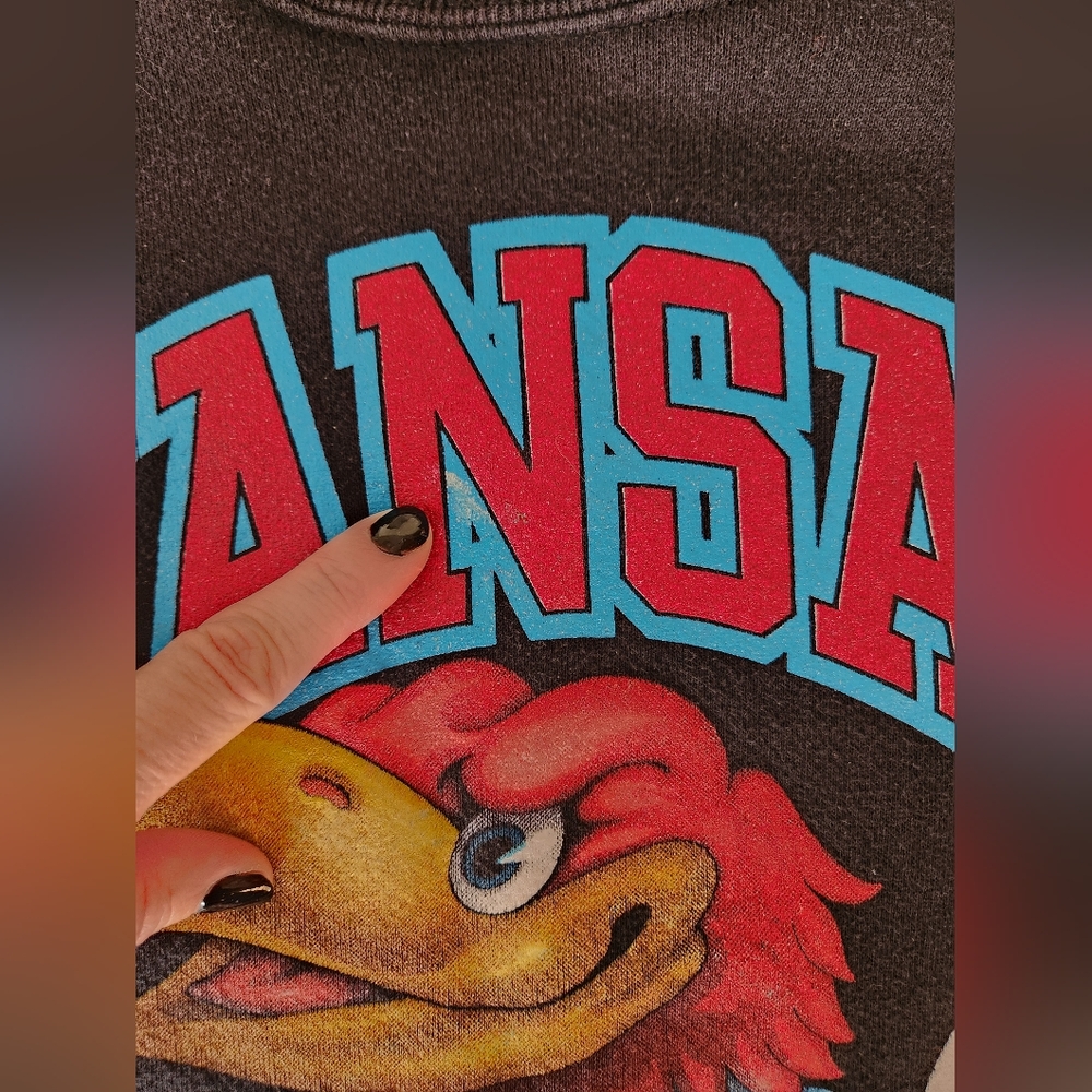 Vintage‎ retro 90's KU University of Kansas Jayhawks sweatshirt Salem unisex - Picture 4 of 7